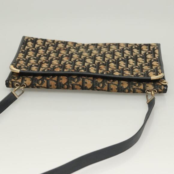 DIOR Trotter Canvas Shoulder Bag Navy Gold - Picture 6 of 12